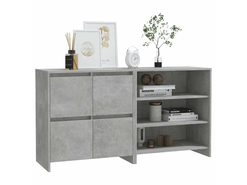  Buffets 2 pcs - bahut - meuble de rangement gris béton bois d'ingénierie  - Conforama E