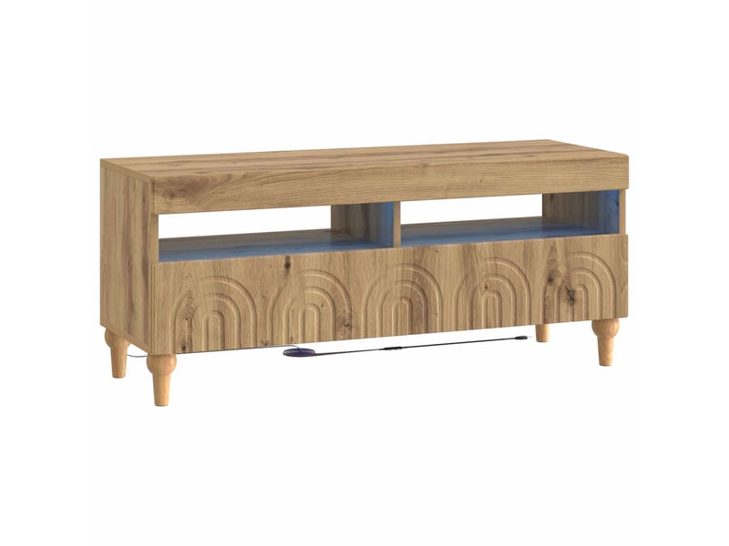 Ensemble de 3 meubles tv led chêne artisanal bois d'ingénierie shl5907 - Conforama E