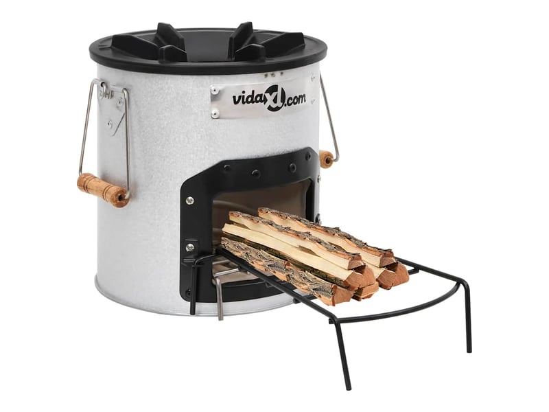  Poêle à bois de camping argenté 45x25x26 cm acier  - Conforama B
