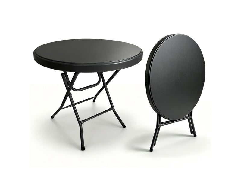  Table à manger ronde table repas pliante installation facile charge maximale 136 kg coloris noir usage intérieur et extérieur  - Conforama A