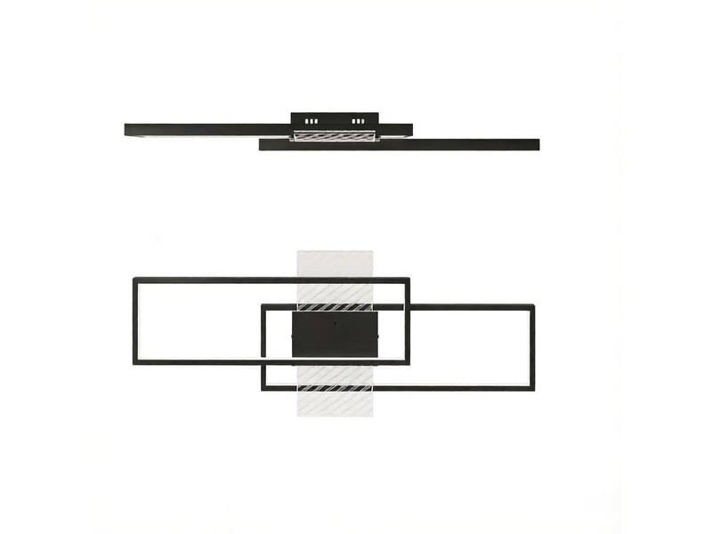  Plafonnier led rectangulaire 70x30 cm 43 w avec télécommande métal noir  - Conforama A