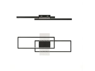 Plafonnier led rectangulaire 70x30 cm 43 w avec télécommande métal noir