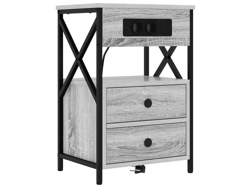  Table de chevet avec tiroir 2 pièces gris sonoma 40 x 31 x 60 cm  - Conforama E