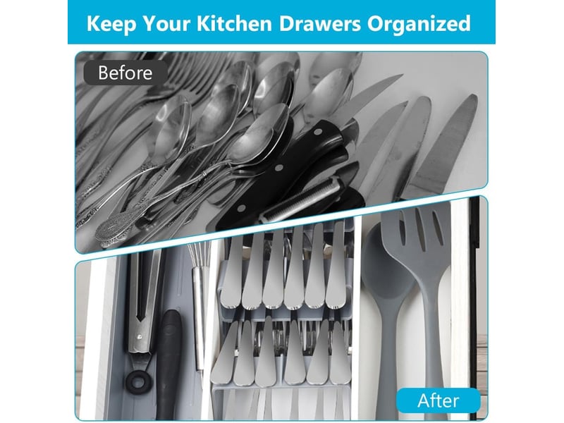  Organiseur de tiroir à couverts - plateau à couverts extensible - plateau à ustensiles compact - organiseur de rangement multifonction pour cuillères  - Conforama D