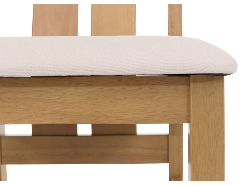 Lot de 6 chaises de salle à manger hwc-m58, chaises de cuisine, chaises à dossier, tissutextile, bois massif - structure claire, couleur crème - Conforama E