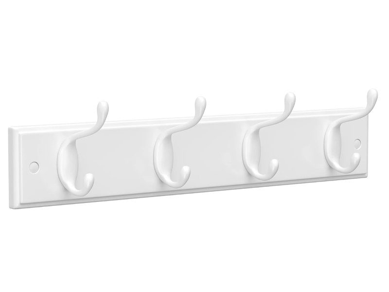  Porte-manteau mural, patère murale, vestiaire avec 5 crochets en métal, meuble pour entrée, pour sac, manteaux, couloir, salon, chambre, blanc  - Conforama A