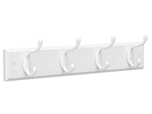Porte-manteau mural, patère murale, vestiaire avec 5 crochets en métal, meuble pour entrée, pour sac, manteaux, couloir, salon, chambre, blanc