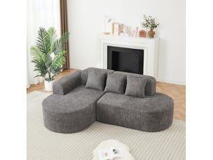 Canapé d’angle 3 places 222x157x73 cm en chenille gris anthracite