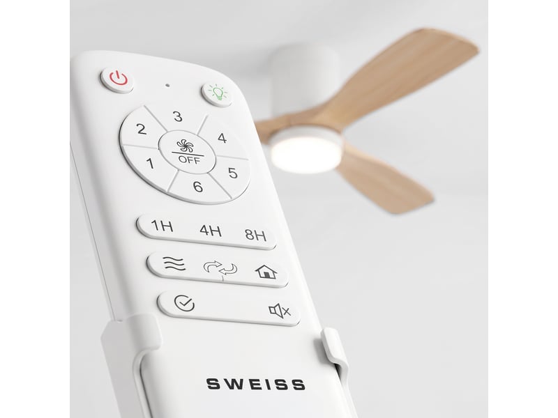 Sweiss flow22 - ventilateur de plafond avec led, 6 vitesses, bois clair - Conforama D