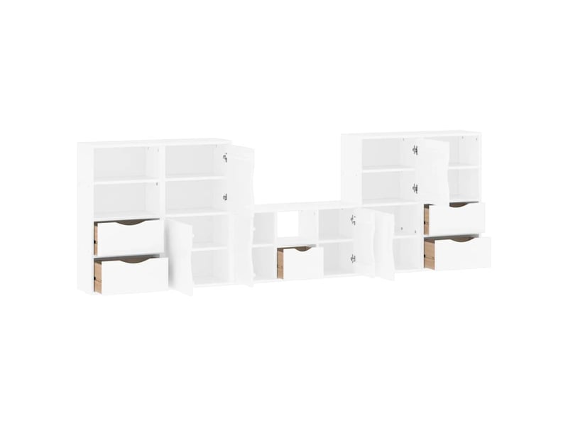  Lot de 5 meubles tv modulaires avec rangement salon 79 x 24 x 40 cm en bois de pin massif blanc 02_0055991  - Conforama C