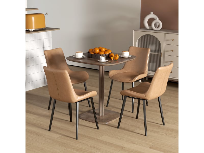  Table à manger pour 4 personne table de cuisine carrée style moderne avec plateau aspect bois, 70 x 70 cm, marron  - Conforama C