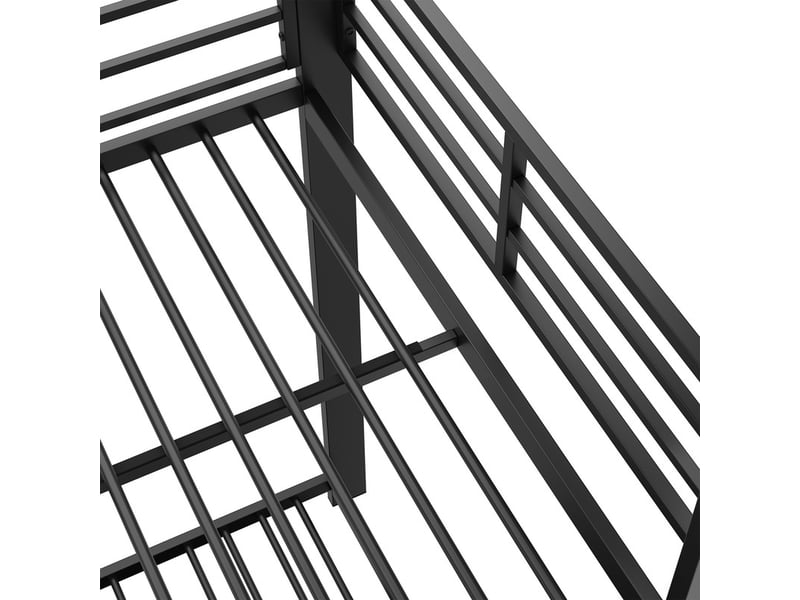  Lit superposé en métal 90x200/140x200 cm, enfantsados, échelle modulable gd, silencieux, protège-sol, barrières, noir  - Conforama E
