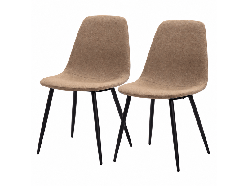  Chaises de salle à manger minimalistes en tissu et métal, kaki foncé, lot de 2  - Conforama B
