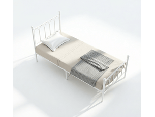 Lit simple 90x200 cm <strong>BEAOK</strong>  <strong></strong> coloris blanc