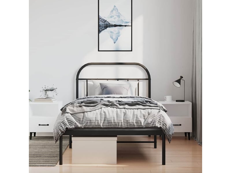  Lit simple- lit adulte -  cadre de lit métal sans matelas avec tête de lit noir 100x200cm  - Conforama C