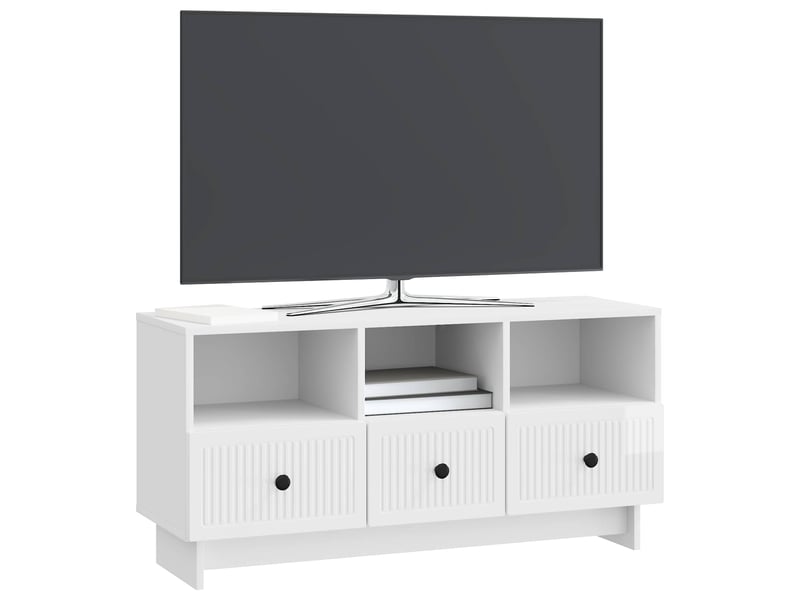  Meuble tv - banc tv - meuble de rangement blanc brillant 102 x 34,5 x 50 cm bois d'ingénierie  - Conforama C