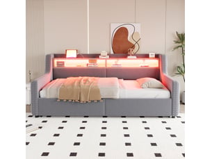 Lit banquette 90x200 cm <strong>MODENUIT </strong>  <strong></strong> coloris gris