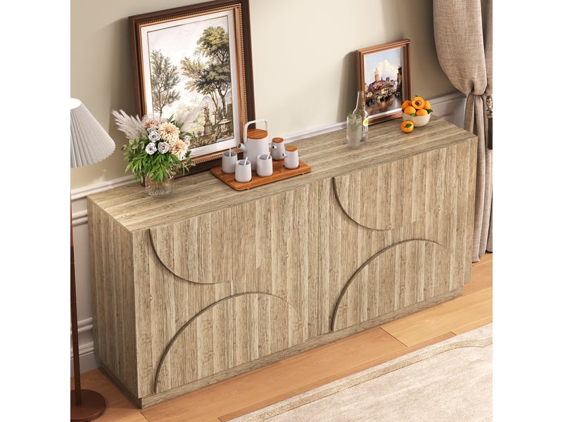  Buffet de rangement avec portes et étagères réglables, ouverture silencieuse, pour salon, 160 × 40 × 80 cm  - Conforama C