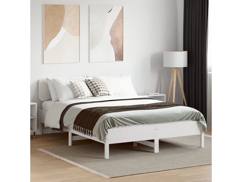  Cadre de lit sans matelas blanc 120x190 cm bois de pin massif  - Conforama C