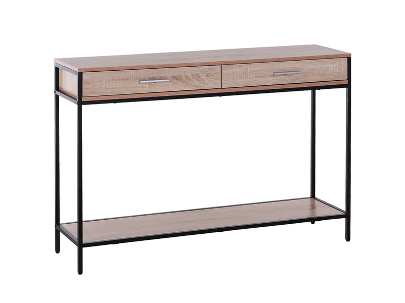  Console d'entrée avec tiroirs et structure en acier pour couloir, 120 x 30 x 81,5 cm, chêne  - Conforama A