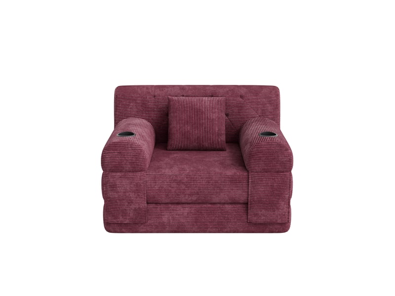  Canapé convertible 1 place 107x80x81 cm – rouge – dossier haut, 4 poches, 2 porte-gobelets, sans montage  - Conforama A
