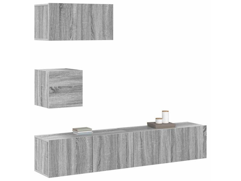  Ensemble de meubles tv 4 pcs sonoma gris bois d'ingénierie shl73256  - Conforama D