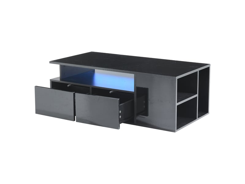  Table basse led - led contrôlable par application - 2 tiroirs - structure à trois niveaux 100x50x35cm - Conforama C