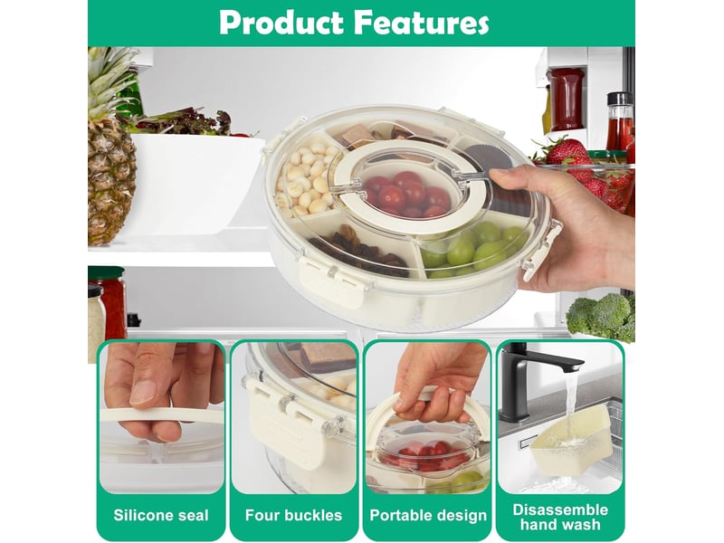  Snack box compartiment,boîte à goûter avec compartiments rotatif idéal pour les pique-niques des enfants et les réunions de famille OGS005633LL - Conforama D