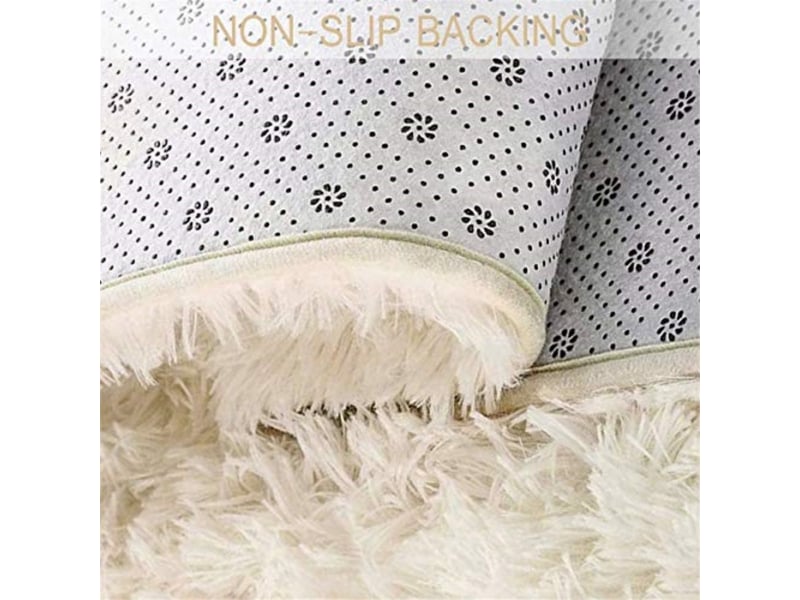  Tapis de salon de style moderne, confortable, antidérapant et doux, idéal pour le salon et la chambre (blanc, 120x120 cm)  - Conforama C
