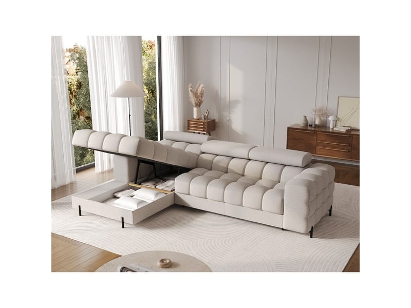 Canapé d'angle gauche convertible beige allure contemporaine 285x99x181cm filtro - Conforama C