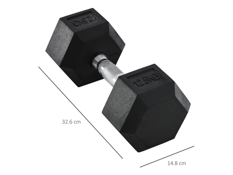 Haltère hexagonal fixe 12,5 kg – noir – poignée moletée antidérapante pour entraînement musculaire - Conforama C
