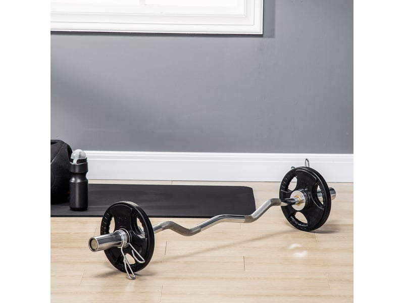  Disques de musculation, lot de 2, 5 kg par disque, trois poignées, revêtement en caoutchouc protecteur de sol, métal  - Conforama D