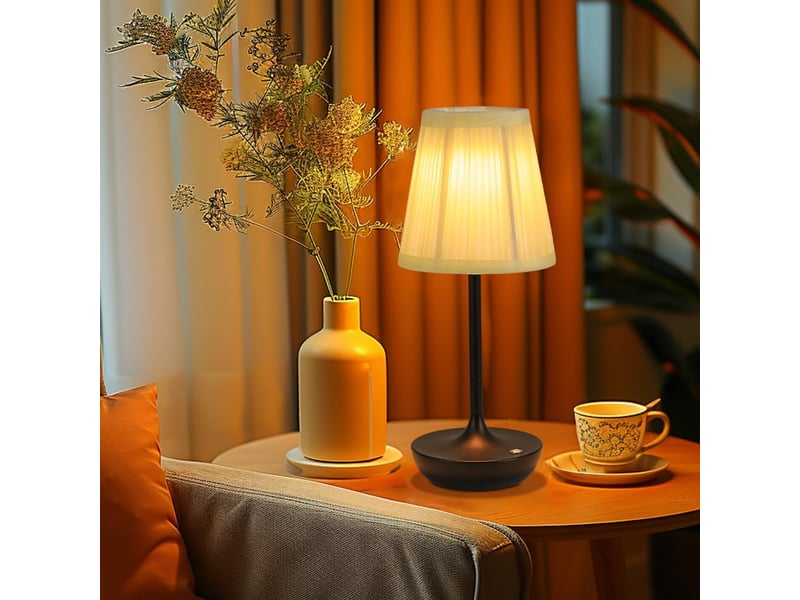  Lampe de table led sans fil rechargeable, tactile et dimmable, 3 couleurs de lumière, batterie 1200 mah, usb  - Conforama B