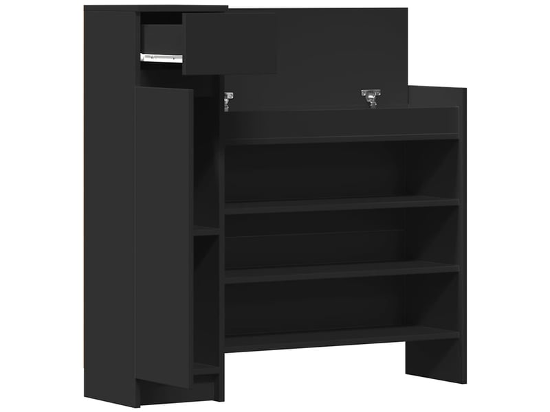  Meuble à chaussure, armoire à chaussures noir 100,5x28x100 cm bois d'ingénierie  - Conforama E