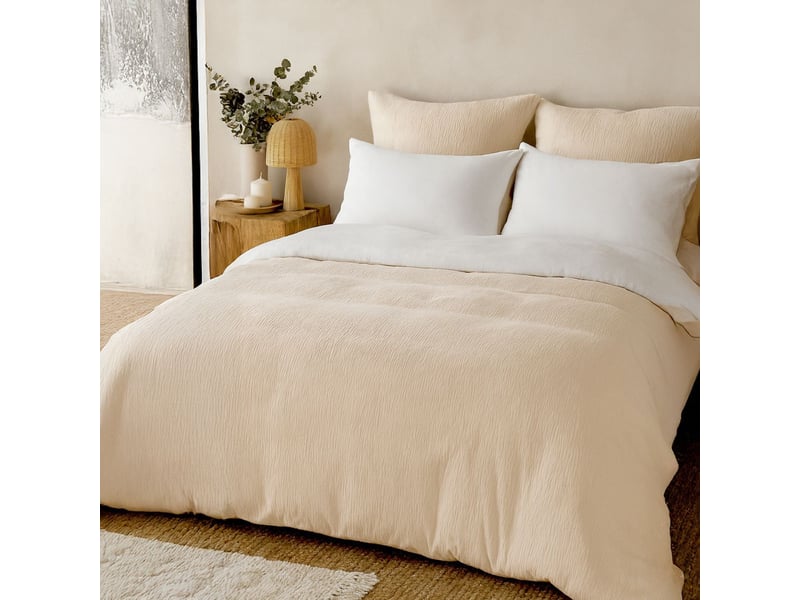  Parure housse de couette 240x220cm + 2 taies 100% gaze de microfibre uni écru - nathea NATHEA - Conforama B