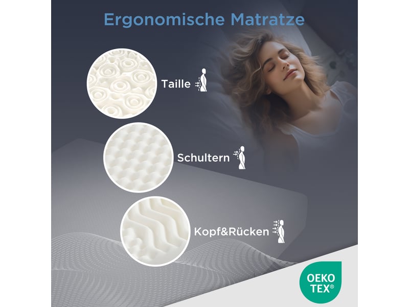  Tcqpz matelas 90x200x15 cm mousse 7 zones réversible h2h3 avec housse lavable  - Conforama D