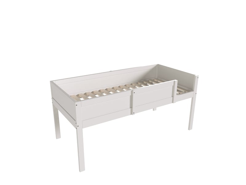 Lit triple superposé 90 x 200 cm modulable, en bois blanc, avec barrières hautes pour chambre d'enfants - Conforama W