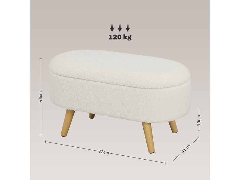  Banquette coffre style nordique bois bouclettes blanc  - Conforama C