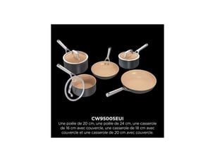 Coffret de cuisson 5 pieces ceramiclock céramique antiadhésif, 2 poeles 24 28 cm et 3 casseroles 16 18 20 cm avec couvercles