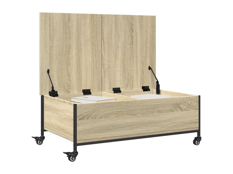  Table basse | table d'appoint salon avec roulettes chêne sonoma bois d'ingénierie  - Conforama E