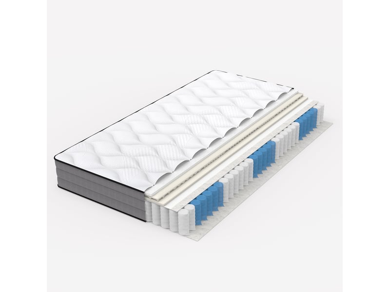  Matelas à ressorts ensachés tcqpz 90 x 200 cm h3 7 zones mousse mémoire de forme lyocell blanc et gris  - Conforama A