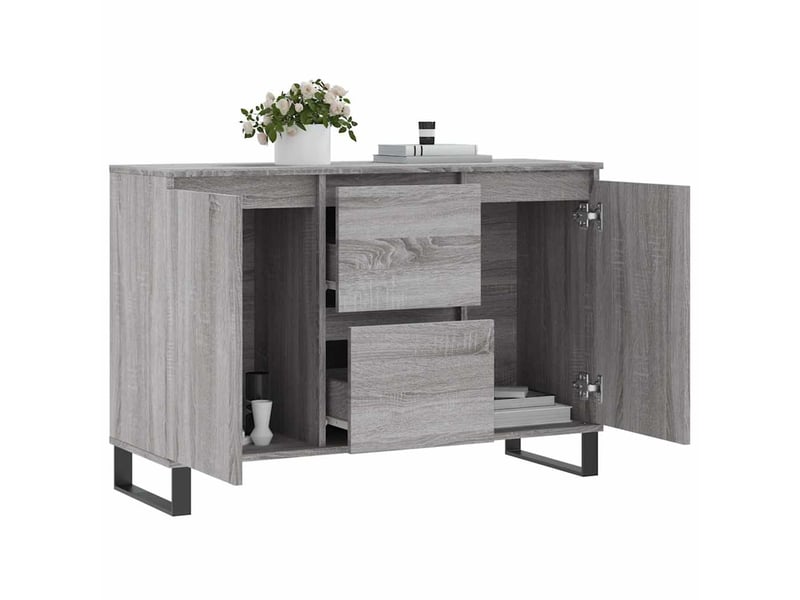  Buffet - bahut - meuble de rangement sonoma gris 101,5x35x70 cm bois d'ingénierie  - Conforama D