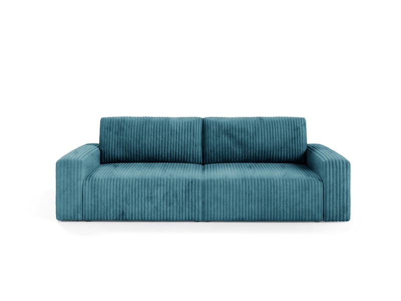  Canapé convertible 4 places en velours côtelé fano bleu turquoise  - Conforama A