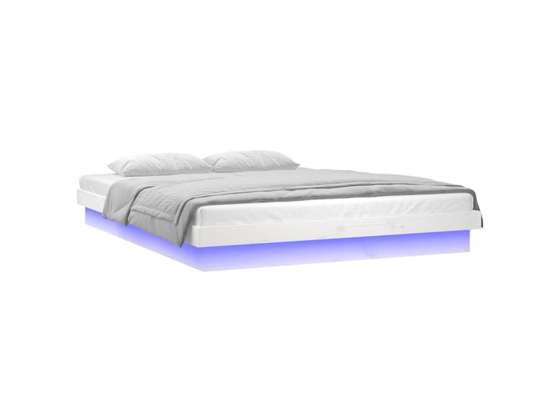  Lit double- lit adulte -  cadre de lit à led sans matelas blanc bois massif  - Conforama C