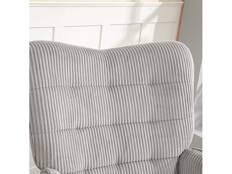  Fauteuil à bascule 71 x 98 x 101 cm gris clair, polyester à relief côtelé, accoudoirs et dossier haut  - Conforama D