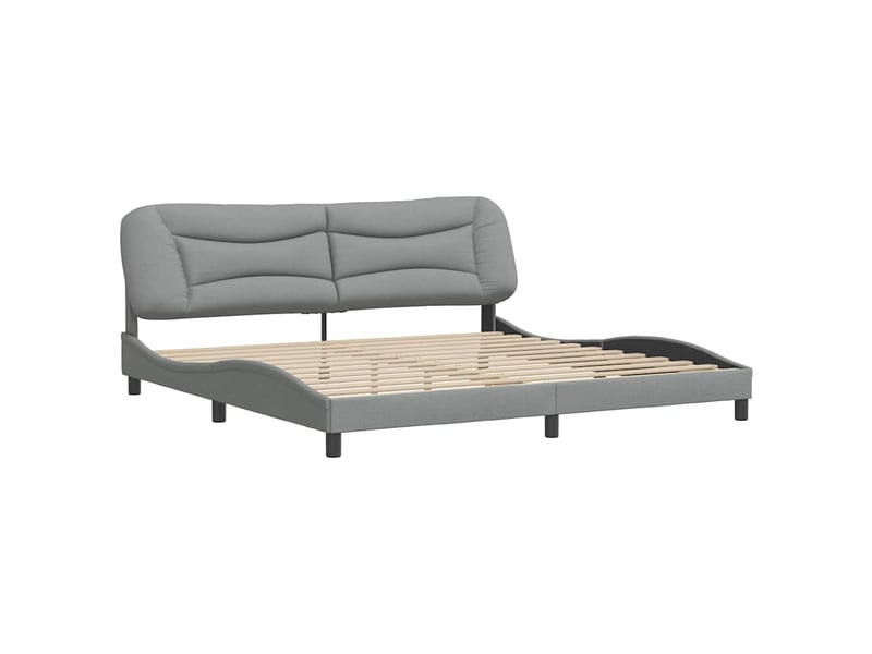  Lit double- lit adulte -  cadre de lit sans matelas hvar gris clair 200x200 cm tissu  - Conforama B