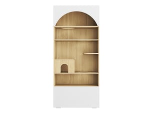 Meuble de rangement multifonction 90x50x202 cm, plateformes, niches, panneau de particules blanc et aspect bois