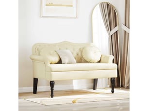 Banc chesterfield, canapé 2 places crème 120,5x65x75 cm simili cuir