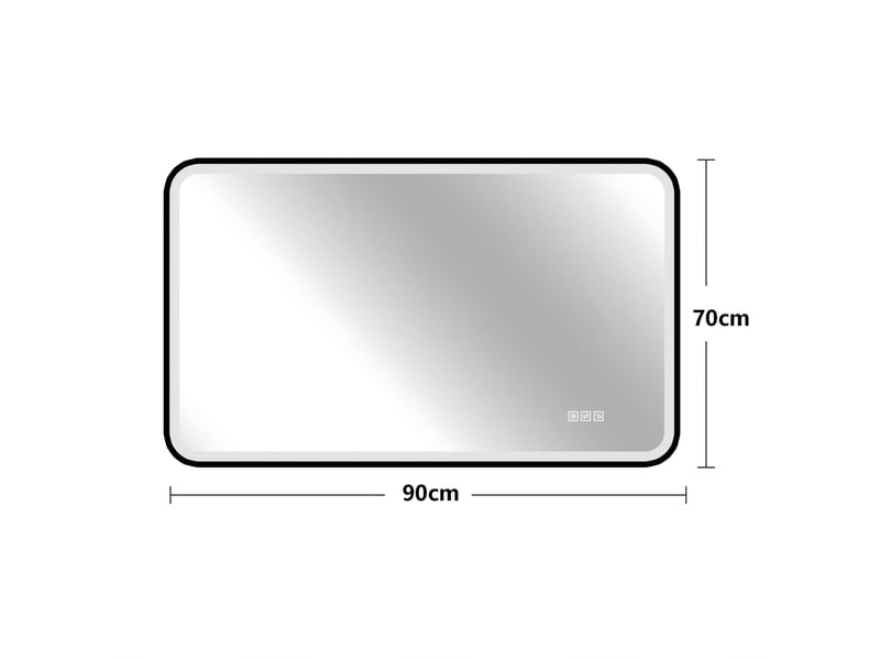  Miroir de salle de bain led cadre aluminium noir antibuée 70 x 90 cm W3700P467930 - Conforama C