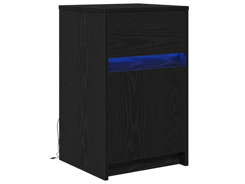  Table de chevet led avec tiroir chêne noir 38 x 34 x 61 cm  - Conforama A